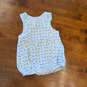 Three Sisters Blue fish Print Bubble Romper baby size 12 months